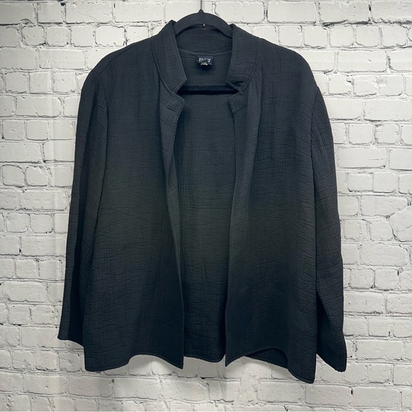 Eileen Fisher Textured Black open  Blazer size L - Picture 1 of 5